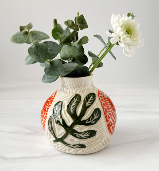 Ceramic Lato Orange Suns II Small Bud Vase