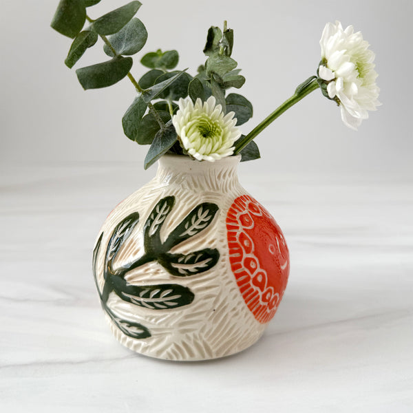 Ceramic Lato Orange Suns II Small Bud Vase