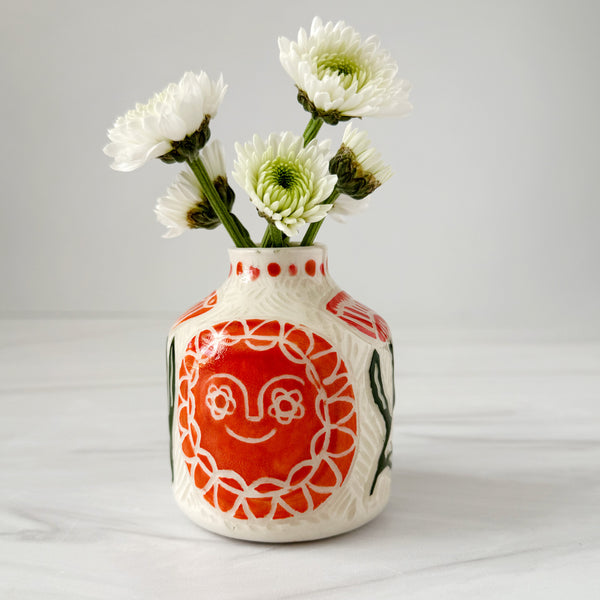 Ceramic Lato Orange Sun III Small Bud Vase