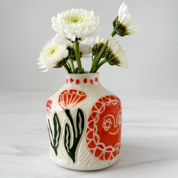 Ceramic Lato Orange Sun III Small Bud Vase
