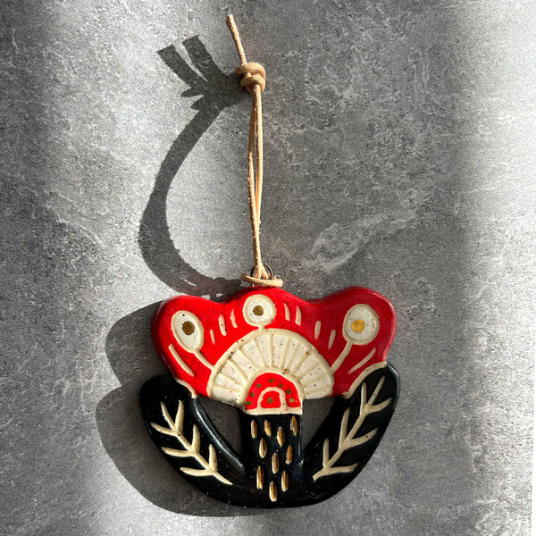 Red Flower with Gold Luster Ceramic Charm