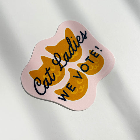 Cat Ladies We Vote! Sticker in Pink