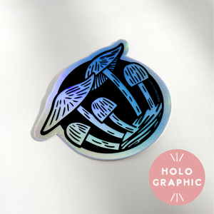 Mushroom Cluster Holographic Sticker