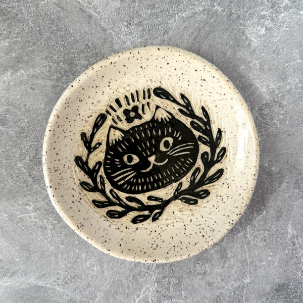 Ceramic Black Cat Speckled Dish