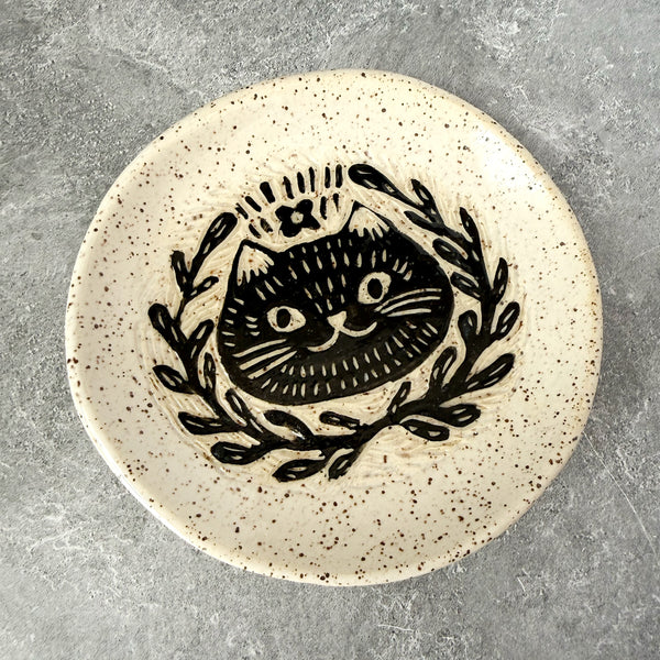 Ceramic Black Cat Speckled Dish