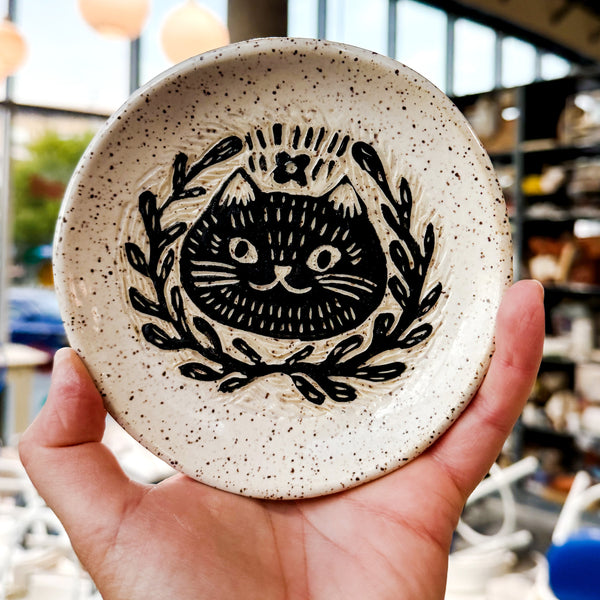 Ceramic Black Cat Speckled Dish