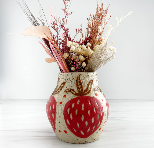 Strawberry Ceramic Bud Vase