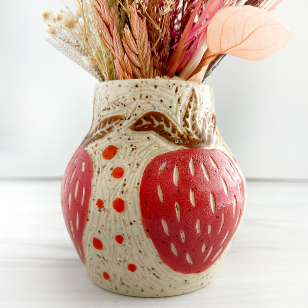 Strawberry Ceramic Bud Vase