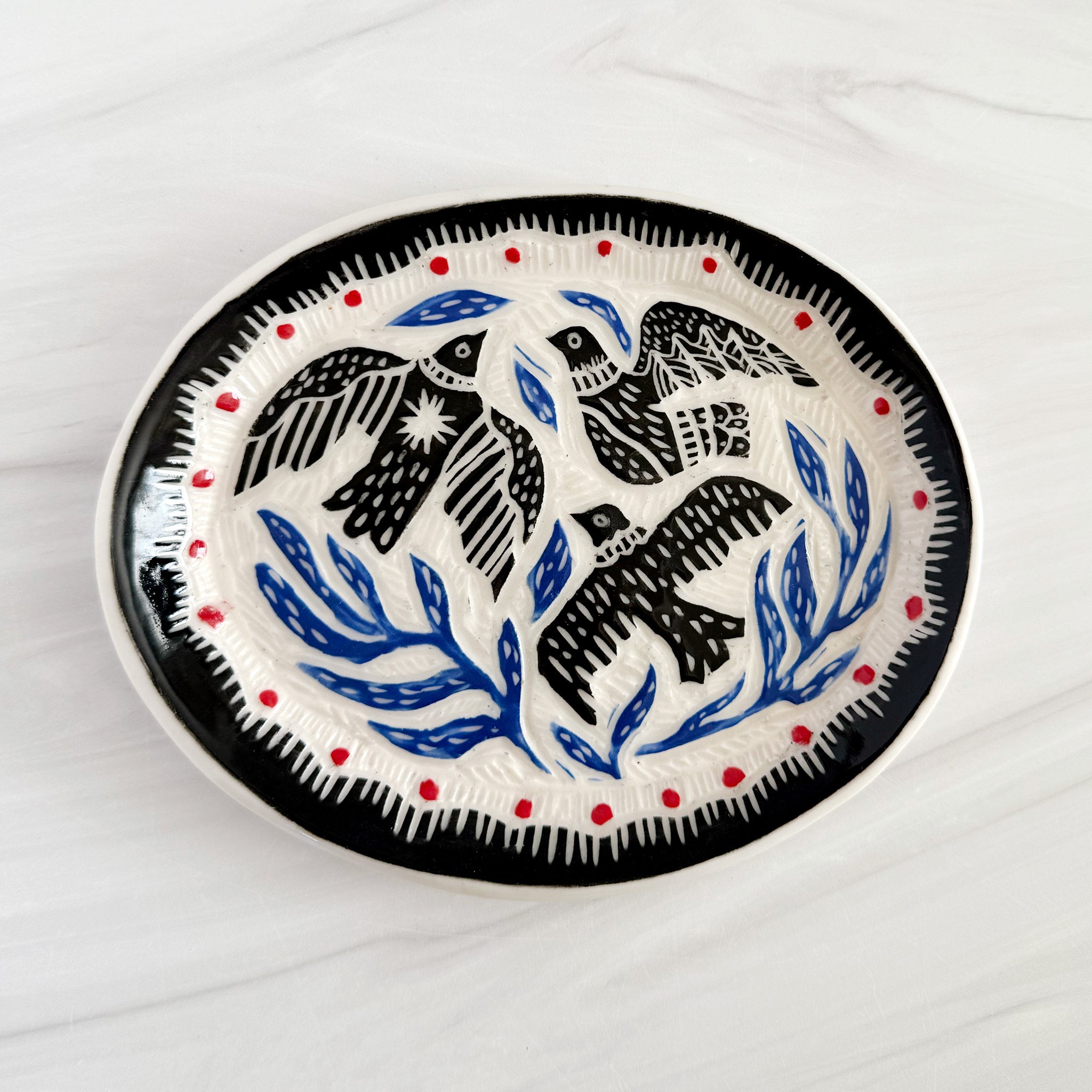 Three Blackbirds Decorative Ceramic Plate