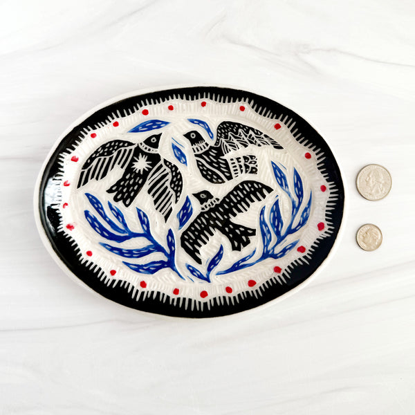 Three Blackbirds Decorative Ceramic Plate