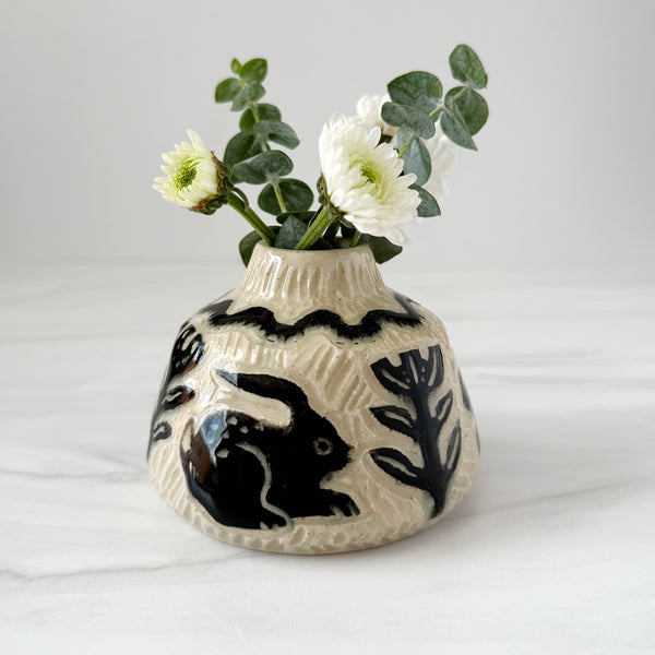 Ceramic Little Rabbits Small Bud Vase