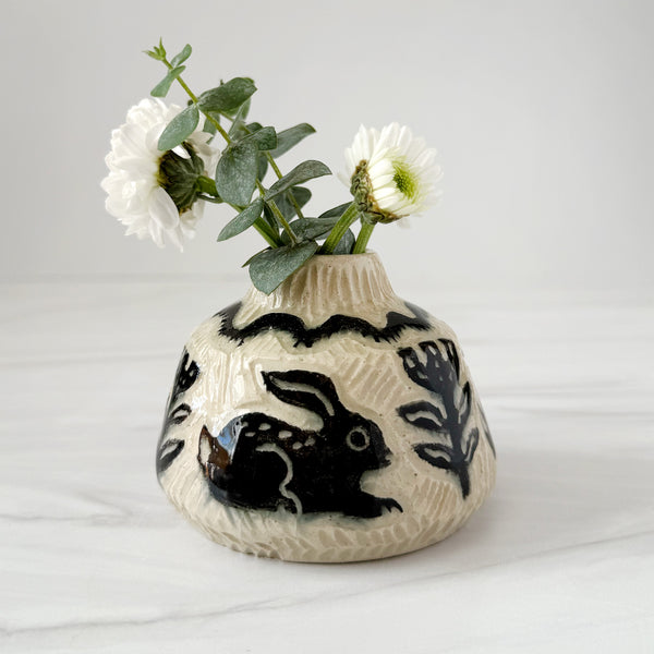 Ceramic Little Rabbits Small Bud Vase