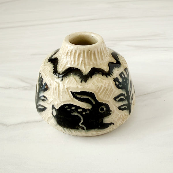 Ceramic Little Rabbits Small Bud Vase