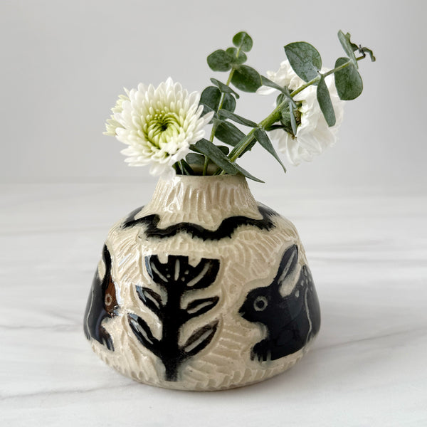 Ceramic Little Rabbits Small Bud Vase