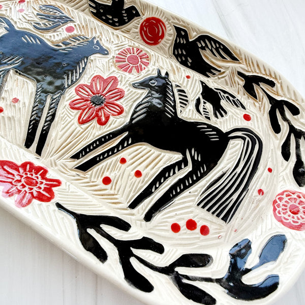 Ceramic Two Horses Tray
