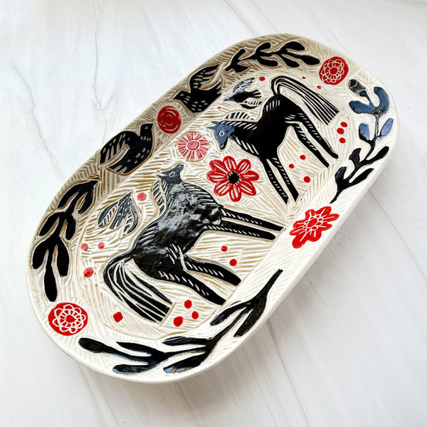Ceramic Two Horses Tray