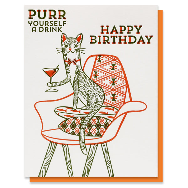 Purr a Drink Birthday Card