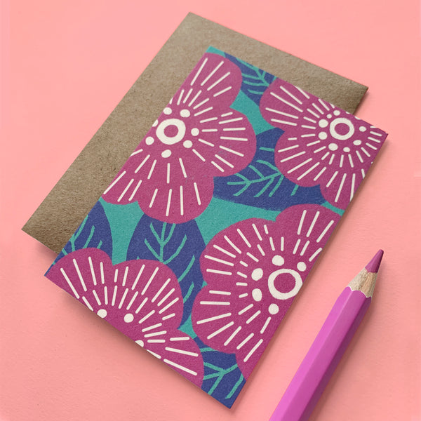 Magenta Florals Mini Card