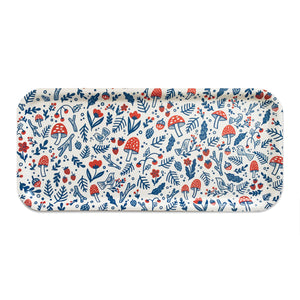 Folk Forest Blue and Red Long Tray