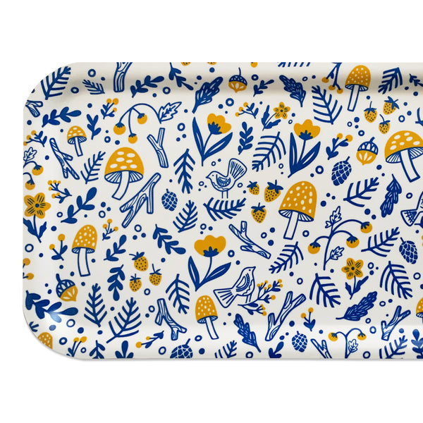 Folk Forest Blue and Yellow Long Tray